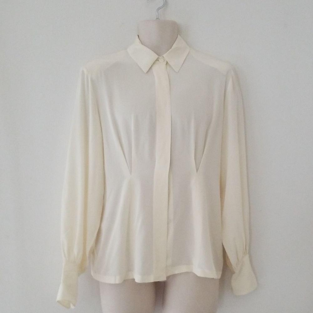 Valerie Stevens Ivory Silk Formal Dress Blouse 8